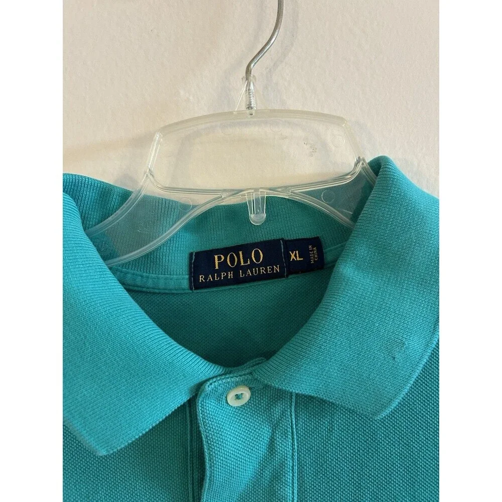 Polo Ralph Lauren Shirt Men XL Teal Green 100% Cotton Embroider